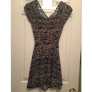 Geometric Cotton Dress with Cutout Back